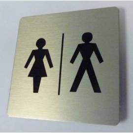 Pictogram Toilet dames / heren Aluminium RVS look