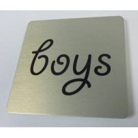 Pictogram met tekst boys Aluminium RVS look