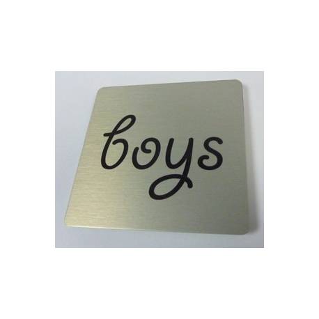 Pictogram met tekst boys Aluminium RVS look