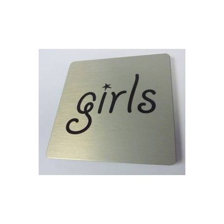 Pictogram met tekst girls Aluminium RVS look