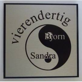 RVS look naamplaat Eigen ontwerp yin yang