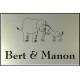 RVS look Naambordje 12 x 8 cm olifant ezel