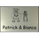 RVS look Naambordje 12 x 8 cm 2 honden