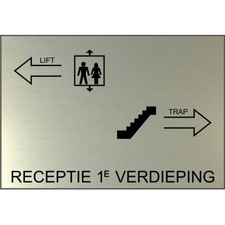 Aanduidingsbord Receptie en Verdieping Aluminium RVS look